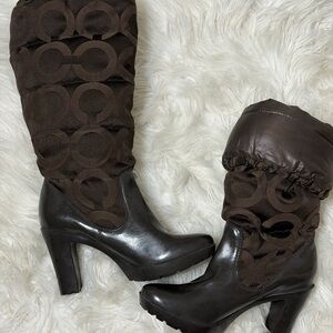 COACH Stylish Brown Women's RUBBER Boots SZ 6 1/2B